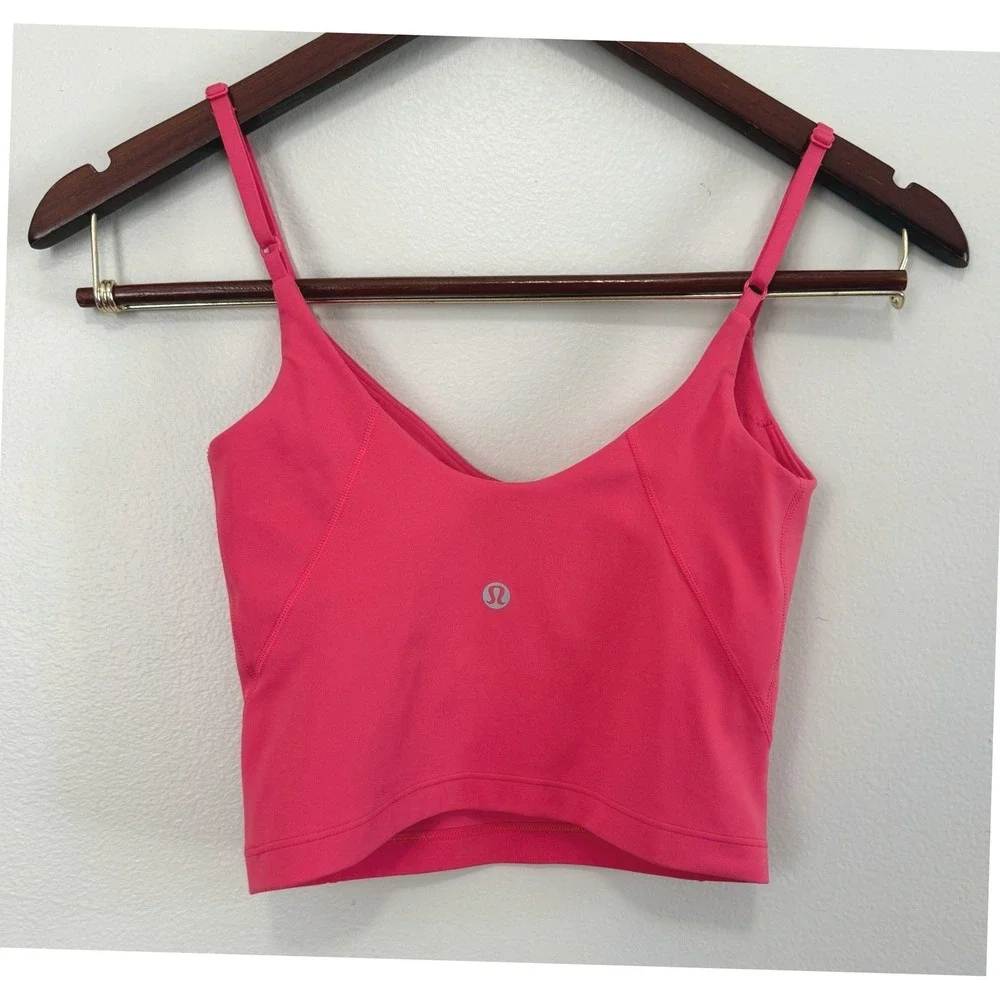 Lululemon Women's Align Cropped‎ Cami Tank Top A/B Cup In Glaze Pink Size 0